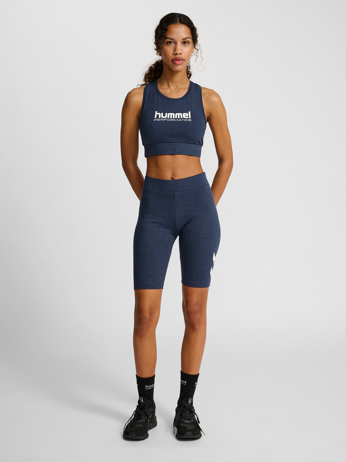 hummel Women's Pulse Logo Mid Waist Shorts Tights-5