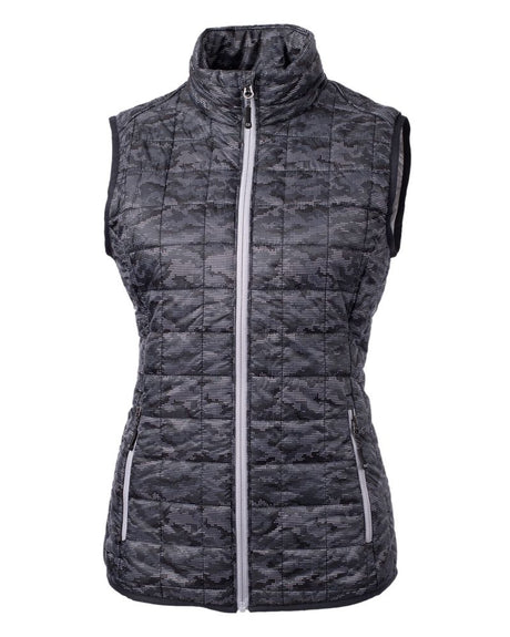 Cutter & Buck Women's Rainier Recycled Insulated Printed Puffer Full Zip Vest