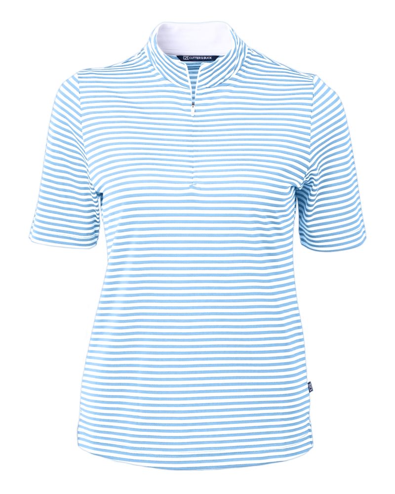 Cutter & Buck Women's Virtue Recycled Stripe Featherlight Pique Half Zip