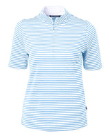 Cutter & Buck Women's Virtue Recycled Stripe Featherlight Pique Half Zip