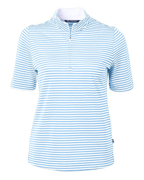 Cutter & Buck Women's Virtue Recycled Stripe Featherlight Pique Half Zip