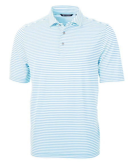 Cutter & Buck Men's Virtue Recycled Stripe Featherlight Pique Polo