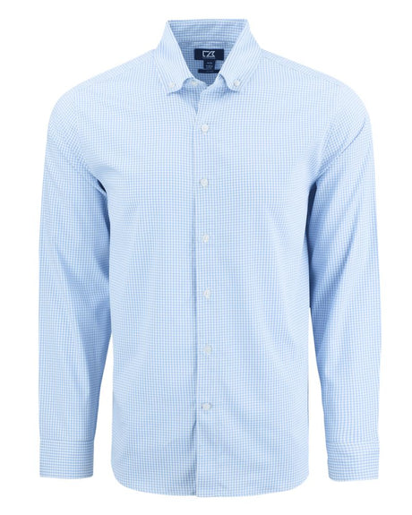 Cutter & Buck Men's Skyline Recycled Gingham Long Sleeve Button Down Dress Shirt