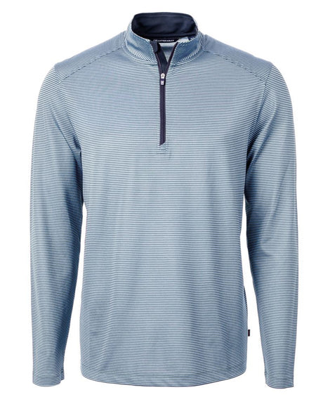 Cutter & Buck Men's Virtue Recycled Micro Stripe Featherlight Pique Quarter Zip Pullover