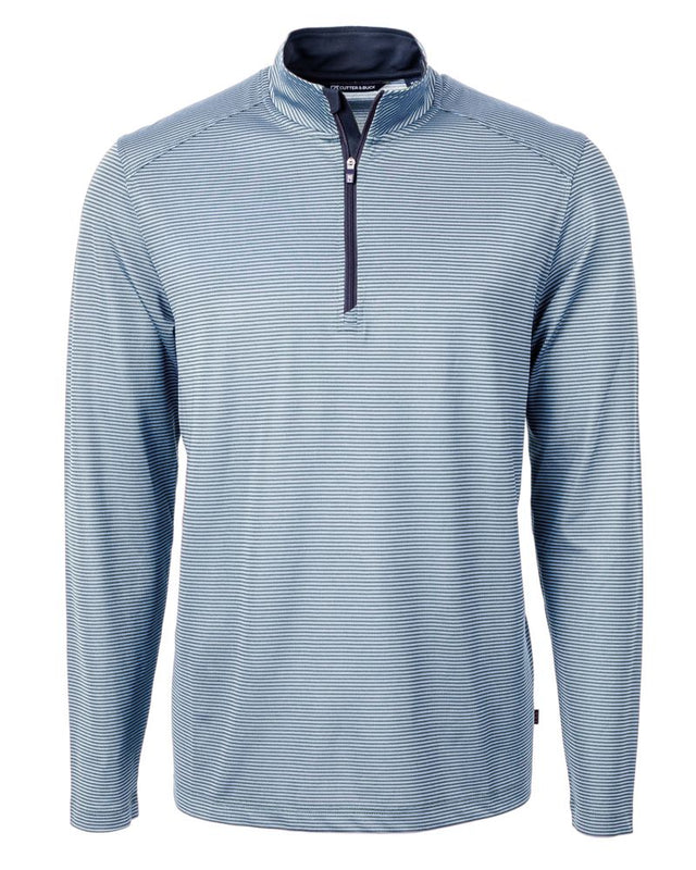 Cutter & Buck Men's Virtue Recycled Micro Stripe Featherlight Pique Quarter Zip Pullover