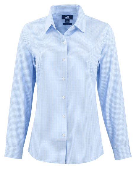 Cutter & Buck Women's Skyline Recycled Gingham Long Sleeve Spread Collar Dress Shirt