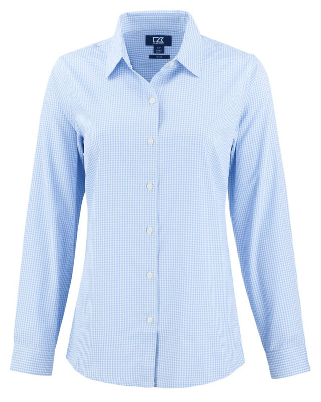 Cutter & Buck Women's Skyline Recycled Gingham Long Sleeve Spread Collar Dress Shirt