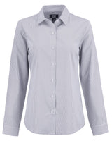 Cutter & Buck Women's Skyline Recycled Pinstripe Long Sleeve Spread Collar Dress Shirt