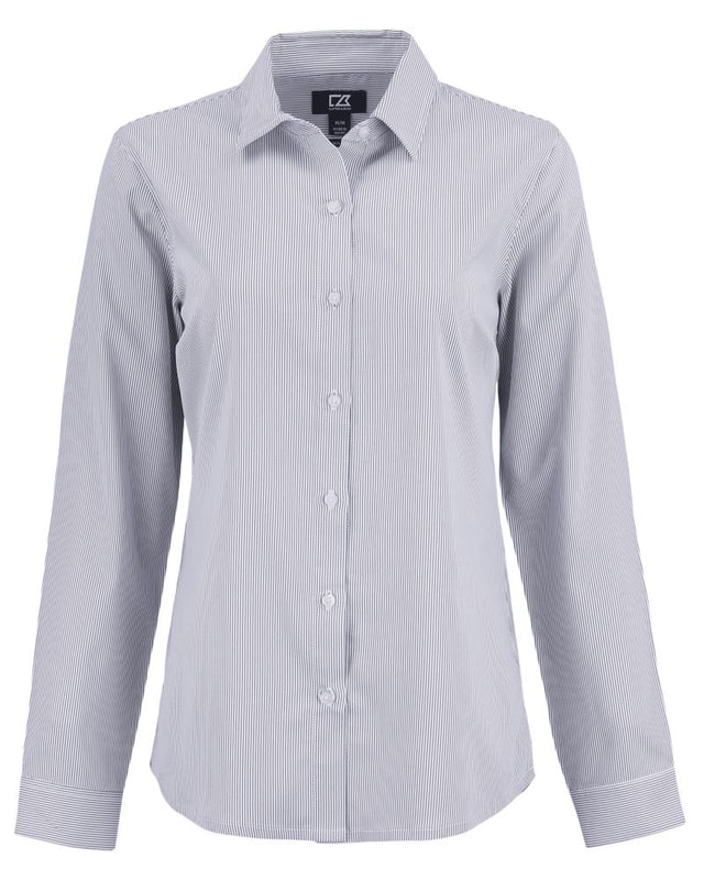 Cutter & Buck Women's Skyline Recycled Pinstripe Long Sleeve Spread Collar Dress Shirt