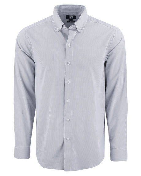 Cutter & Buck Men's Skyline Recycled Pinstripe Long Sleeve Button Down Dress Shirt