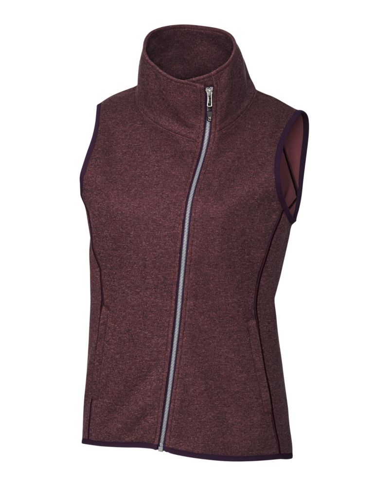 Cutter & Buck Women's Mainsail Sweater-Knit Full Zip Asymmetrical Vest