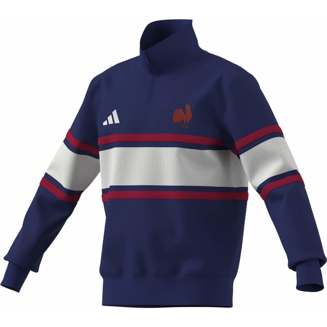 adidas Men's France Rugby Travel Quarter Zip Sweatshirt-1
