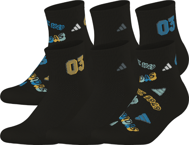 adidas Youth Cushioned Graphic 2.0 6-Pack Quarter Sock-1