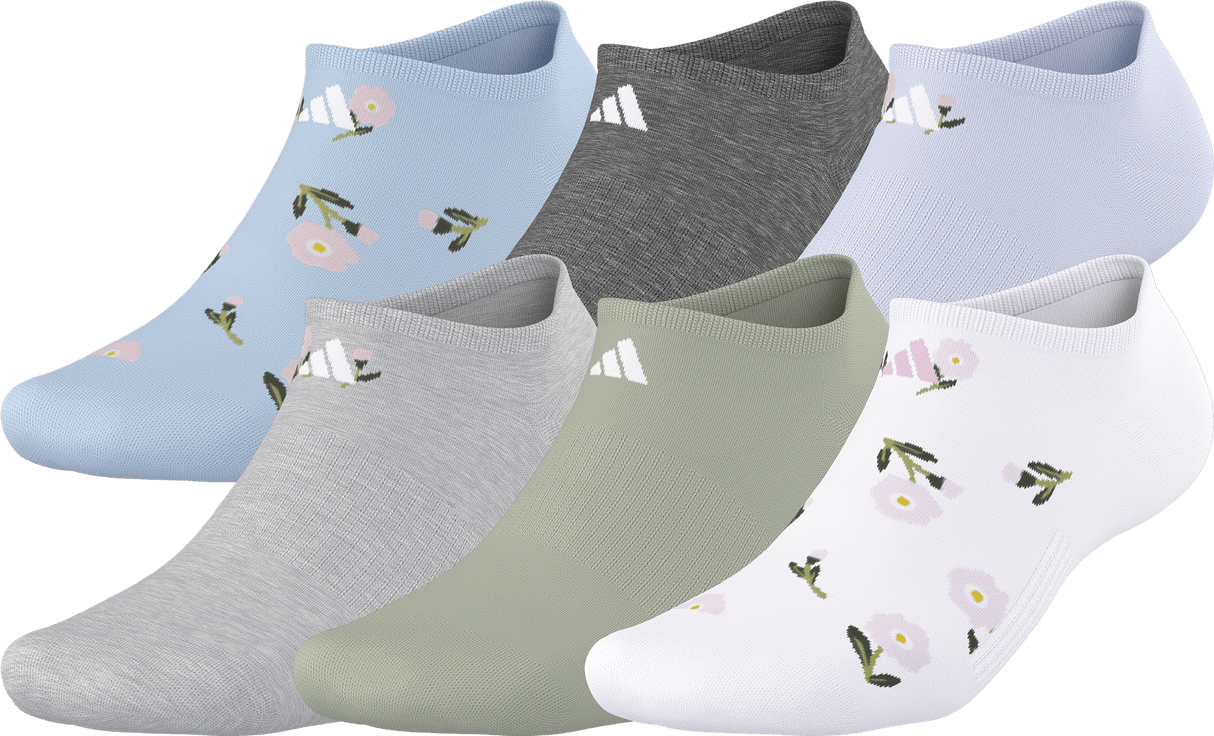 adidas Women's Athletic Cushioned Graphic 6-Pack No Show Sock-1