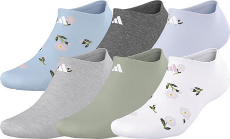 adidas Women's Athletic Cushioned Graphic 6-Pack No Show Sock-1