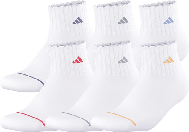 adidas Girl's Sport Fashion 6-Pack Quarter Sock-1
