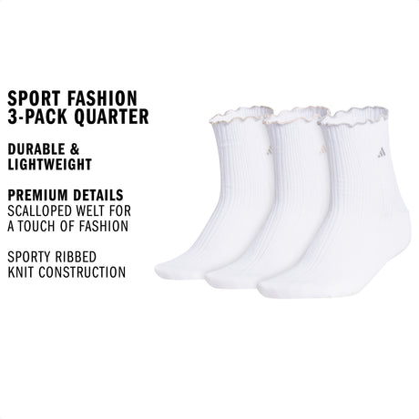 adidas Women's Performance Ruffle 3-Pack Quarter Sock-2