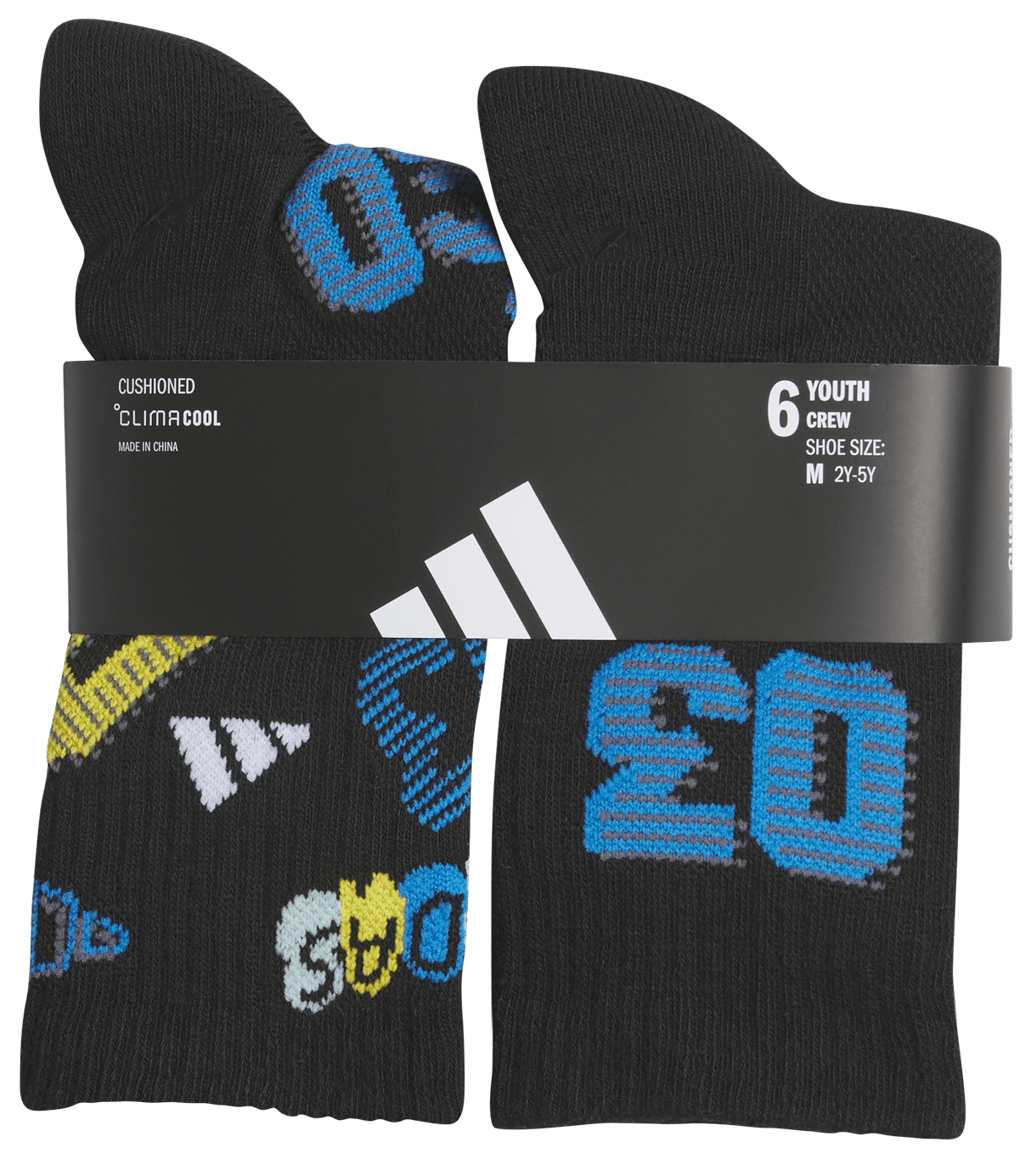 adidas Youth Cushioned Mixed 5.0 6-Pack Crew Sock-5