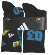 adidas Youth Cushioned Mixed 5.0 6-Pack Crew Sock-5