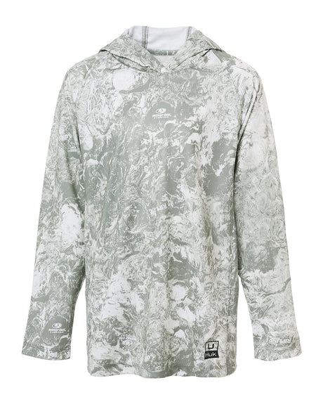 HUK Youth Pursuit Mossy Oak Printed Hooded Long Sleeve T-Shirt