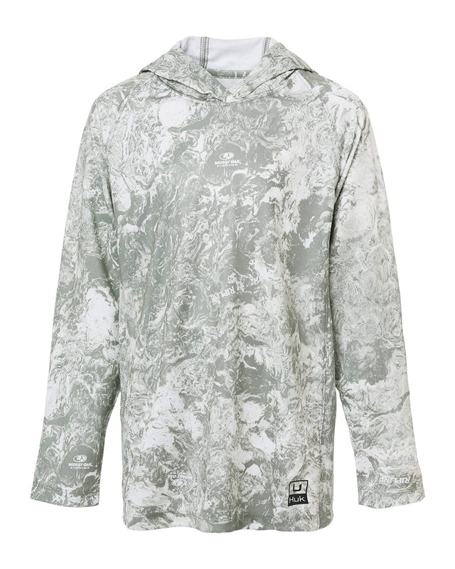 HUK Youth Pursuit Mossy Oak Printed Hooded Long Sleeve T-Shirt
