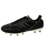 Black Vizari Classico firm ground soccer cleat with white stitching.