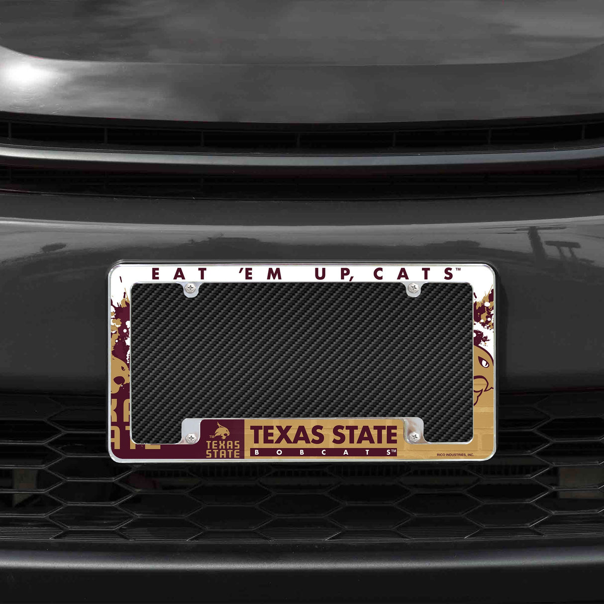 Rico Industries NCAA Texas State Bobcats Primary 12" x 6" Chrome License Plate Frame-1