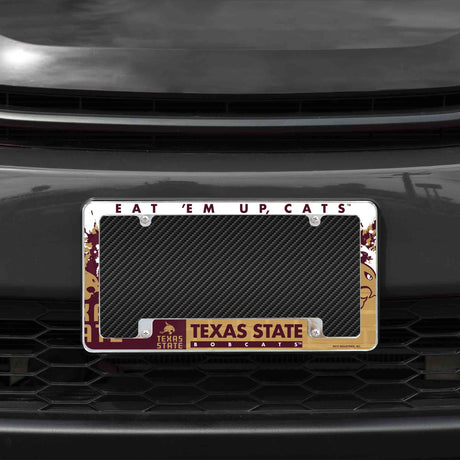 Rico Industries NCAA Texas State Bobcats Primary 12" x 6" Chrome License Plate Frame-1