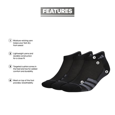 adidas Men's Superlite Stripe 3 3-Pack Low Cut Sock-2