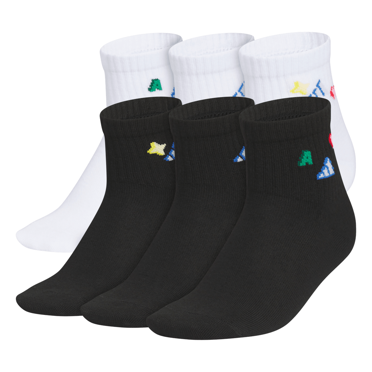 adidas Girl's Charm Fashion 6-Pack Quarter Sock-1