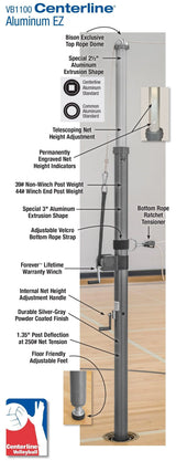 Bison Volleyball Centerline Aluminum EZ System without Padding