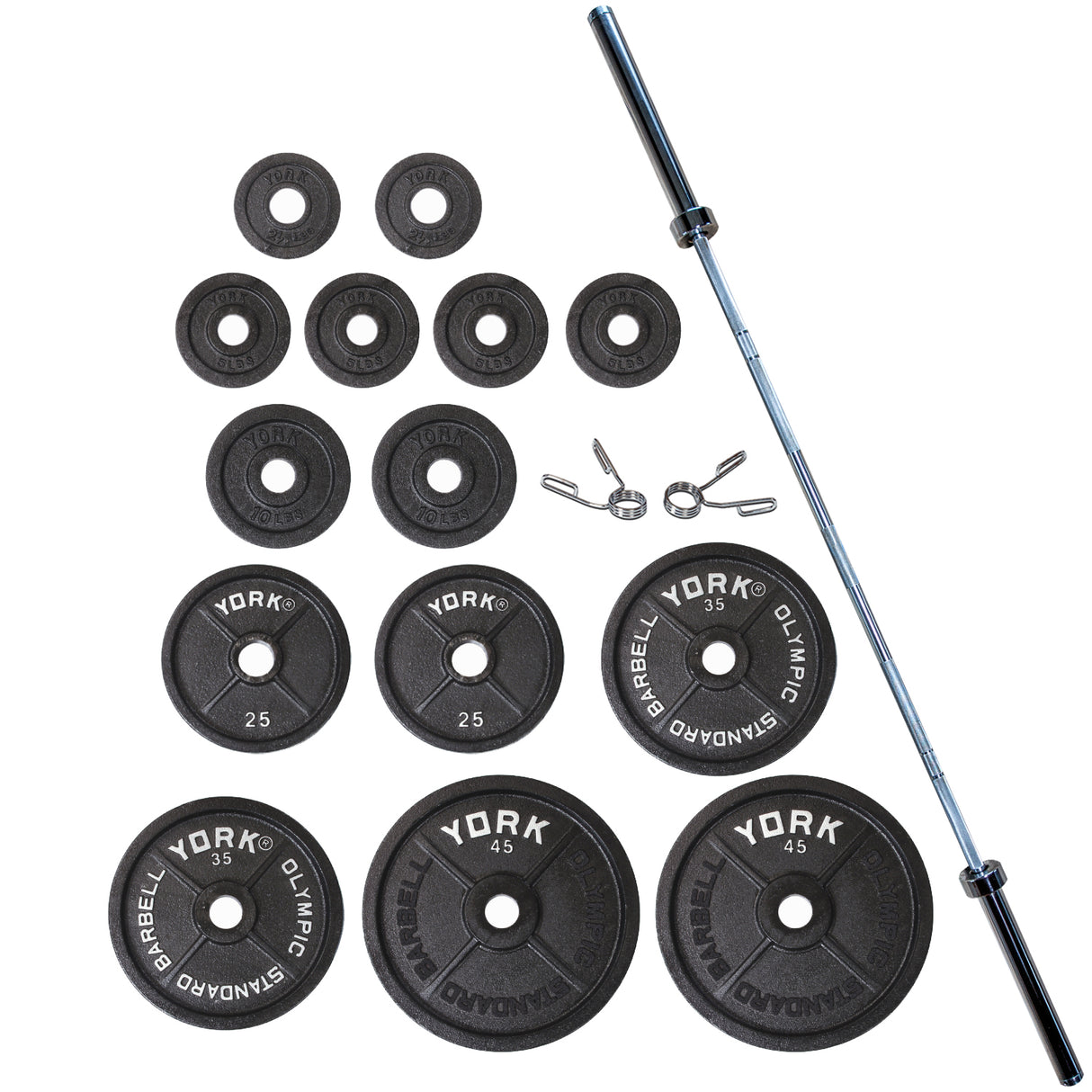 York Barbell Legacy Cast Iron Precision Milled Olympic Plate Set (300lb)-1