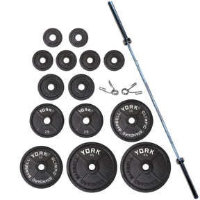 York Barbell Legacy Cast Iron Precision Milled Olympic Plate Set (300lb)-1
