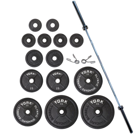 York Barbell Legacy Cast Iron Precision Milled Olympic Plate Set (300lb)-1
