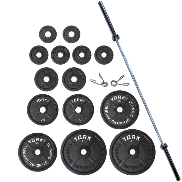 York Barbell Legacy Cast Iron Precision Milled Olympic Plate Set (300lb)-1