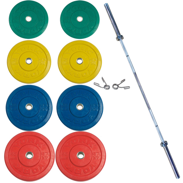 York Barbell Rubber Training Bumper Plate Set (Color)-1