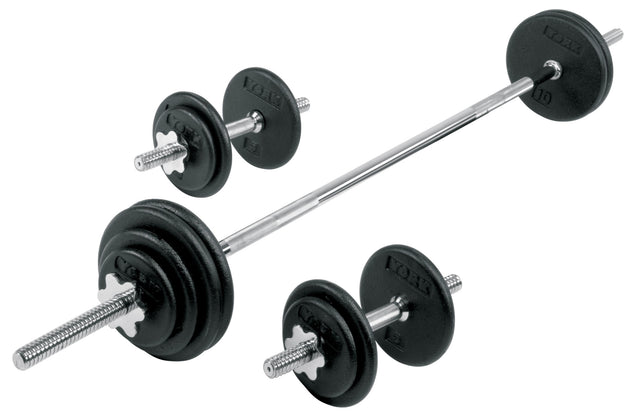 York Barbell Pro Cast Iron Dumbbell / Barbell Spinlock Set