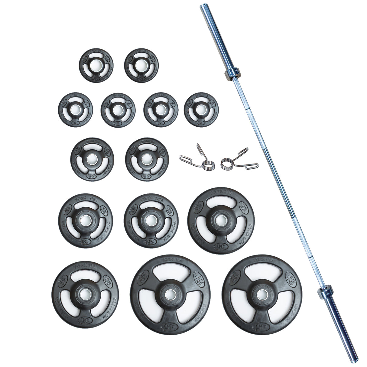 York Barbell Iso-Grip Rubber-Encased Steel Olympic Plate Set-1