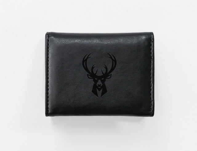 Rico Industries NBA  Milwaukee Bucks  Laser Engraved Faux Leather Trifold Wallet-1