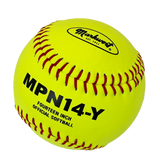 Markwort  14" Leather Poly Core Softball - Yellow with Red Stitch