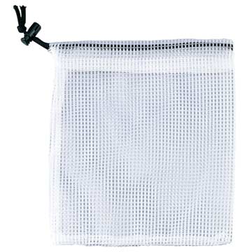 Markwort White Mesh Bag with Drawstring - Holds 16 baseballs or 8 softballs