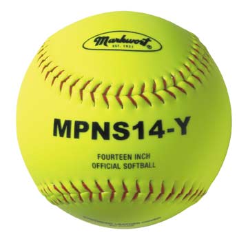 Markwort 14" Softball Synthetic Cover Yellow with Red Stitch