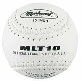Markwort Leather 10" White Softball with White Stitching - Dozen