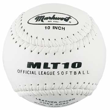 Markwort Leather 10" White Softball with White Stitching - Dozen