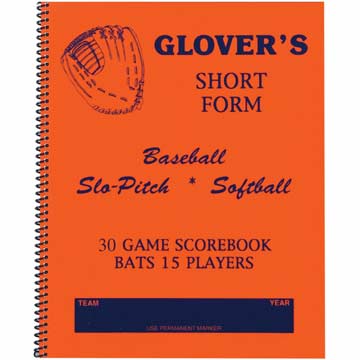 Markwort Glover's Baseball/Softball Short Form 30-game Scorebook