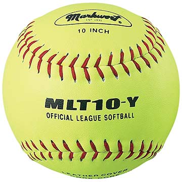 Markwort Leather Softball 10 Yellow with Red Stitching - Dozen