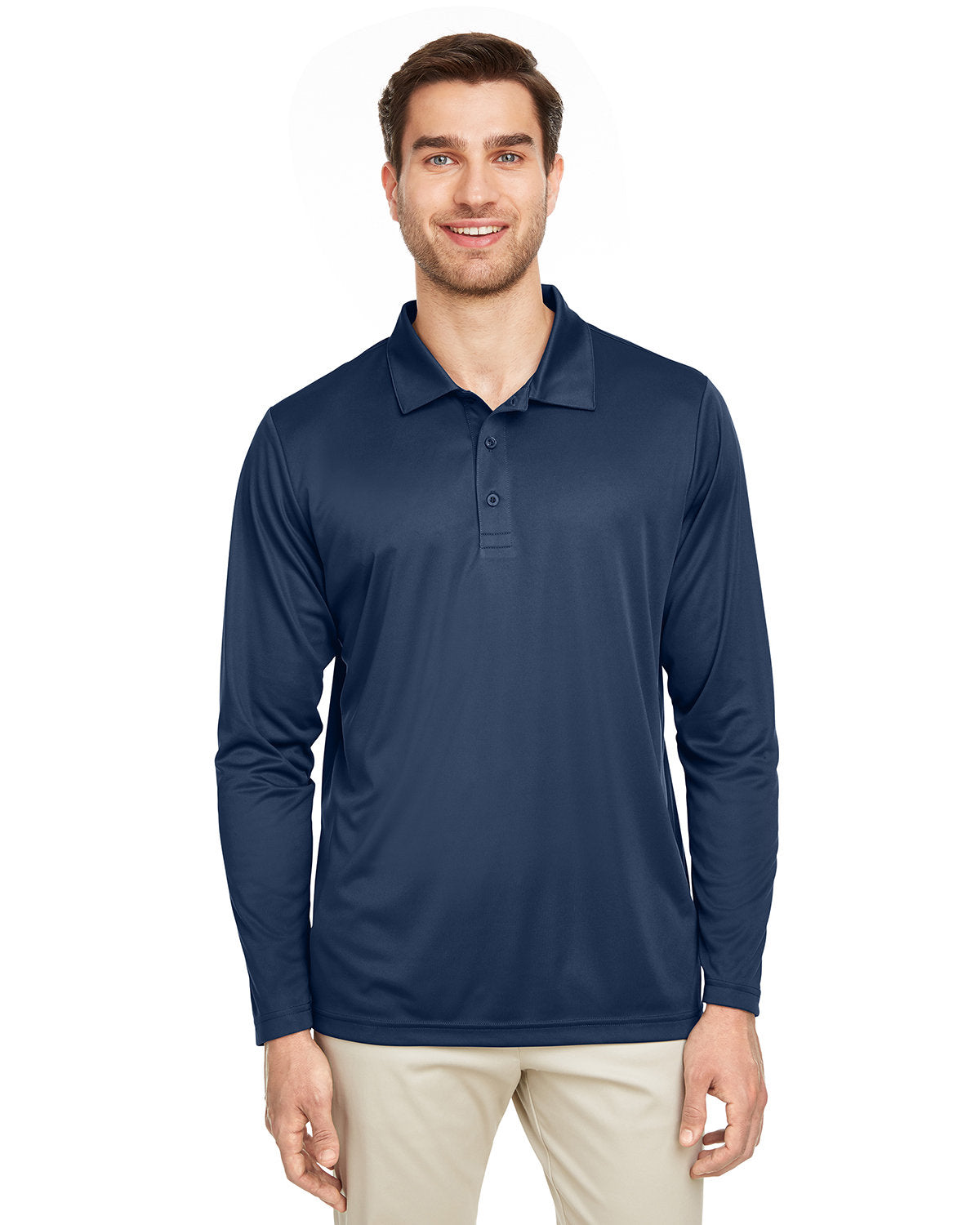 Team 365 Men's Zone Performance Long Sleeve Polo(Navy,L)