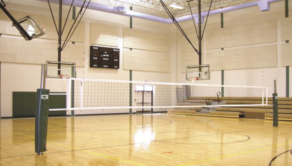 Gared Omnisteel Collegiate Steel Telescopic 3" O.D. Two-Court Volleyball System Less Sleeves & Covers