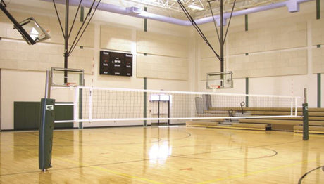 Gared Omnisteel Collegiate Steel Telescopic 3" O.D. Two-Court Volleyball System Less Sleeves & Covers