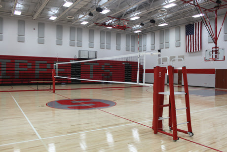 Gared Rallyline3 1/2" OD Scholastic Telescopic One-Court Volleyball System without Sleeves and Covers-2